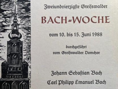 Plakat der 42. Greifswalder Bachwoche 1988